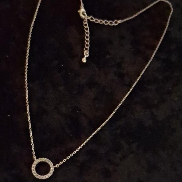 Sparkling Silver Eternity Circle Necklace - Picture 2 of 3